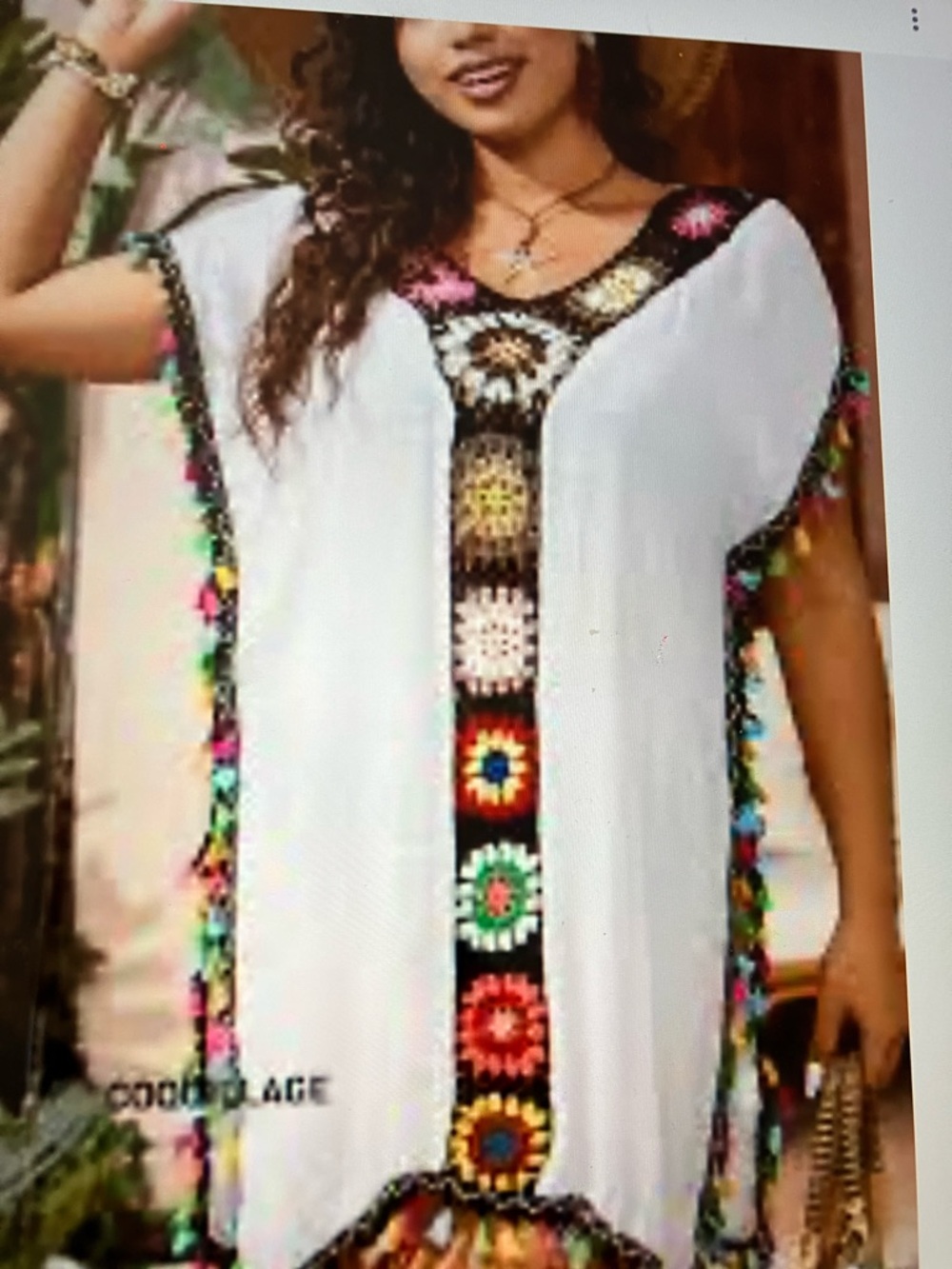 Boho colorful granny square crochet beach coverup